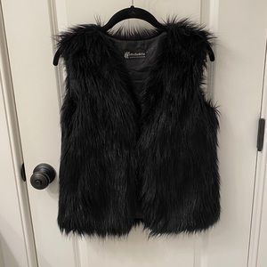 Black faux fur vest